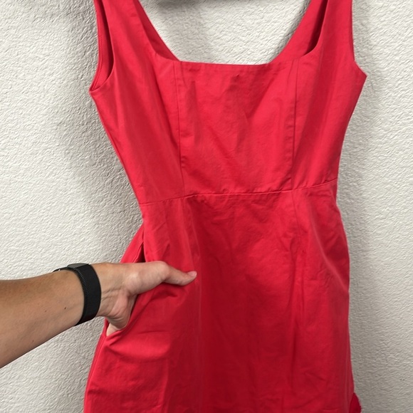 New Elexiay Kogi Crochet Embellished A Line Mini Dress Square Neck Red Sz S - Picture 5 of 16